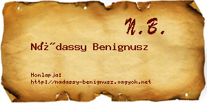 Nádassy Benignusz névjegykártya